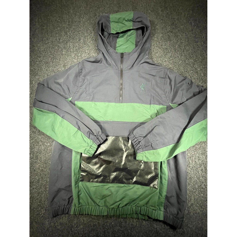 Nike Liverpool FC 2023/24 Woven Anorak Jacket Men M Green Navy Blue Hood 1/4 Zip